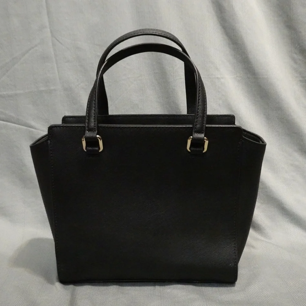 KATE SPADE Laurel Way Black Leather Satchel with Diamond Studded Bow Detail - Picture 2 of 13